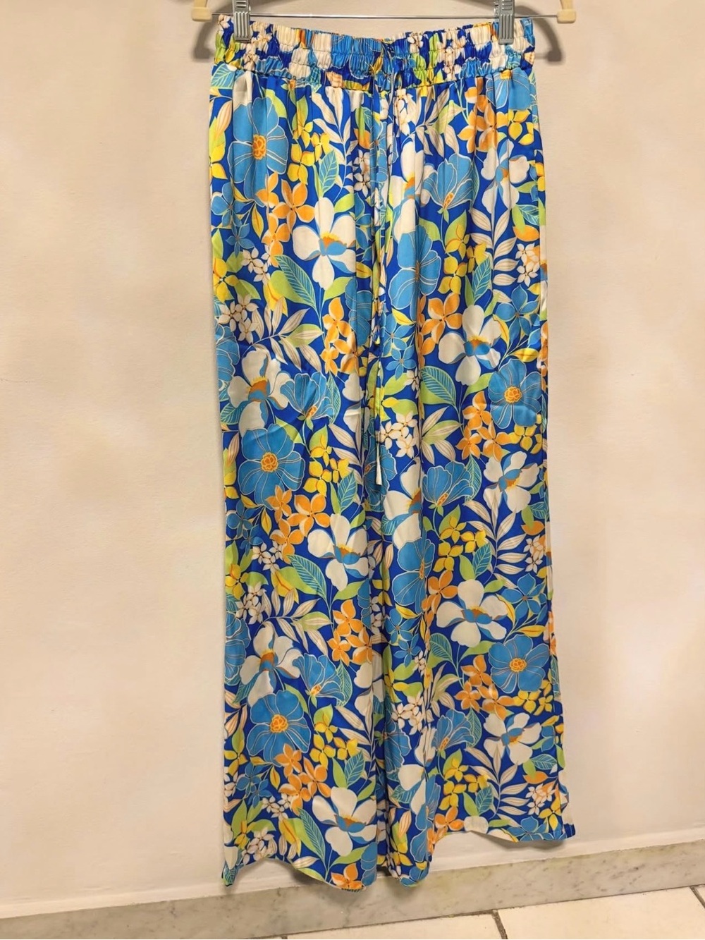 Flying Tomato Blue Floral Wide-Leg Pants